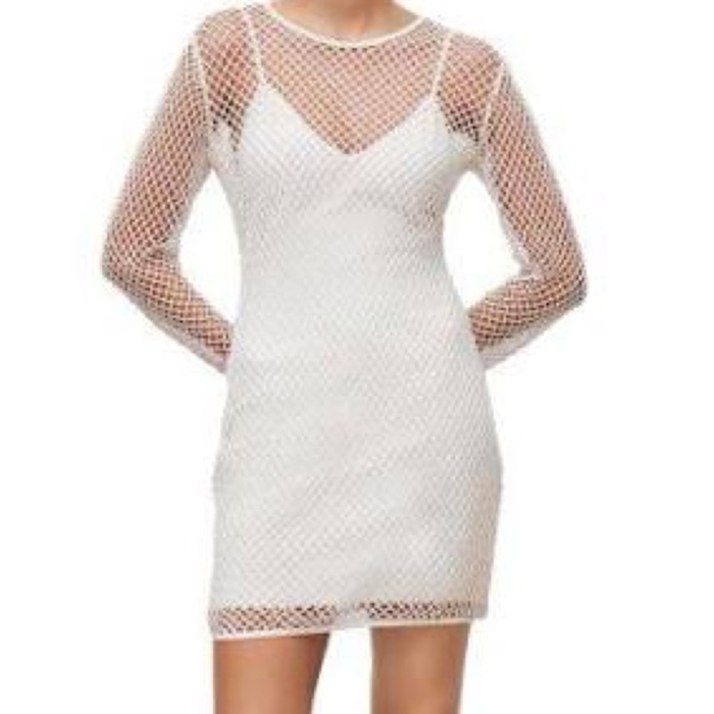 All Saints White Sheath Mini Dress Long Sleeve